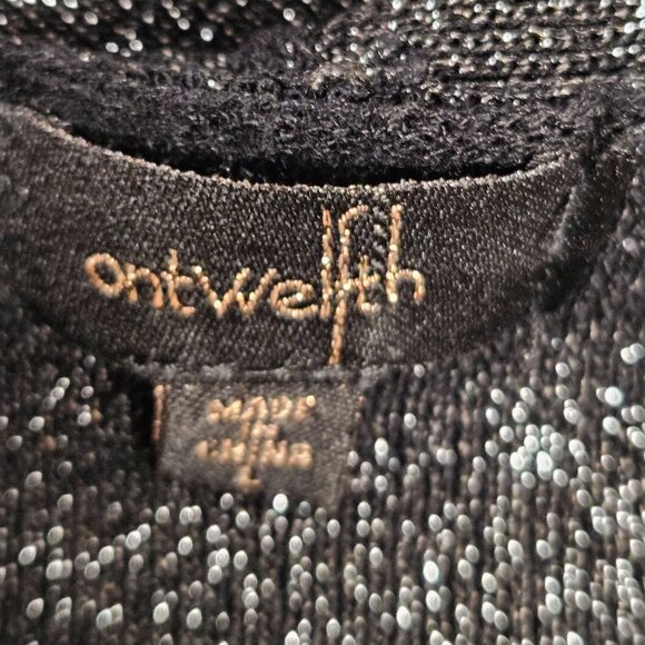 On Twelfth Womens Size L Black Silver Glitter Open Front Cardigan Sweater - Picture 7 of 9
